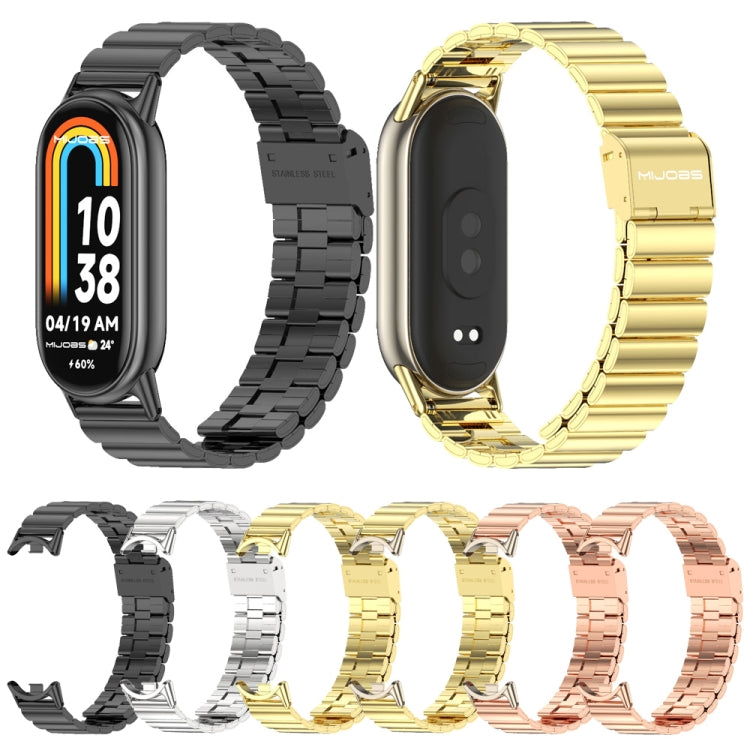 For Xiaomi Smart Band 10 / 9 / 8 Mijobs Bamboo Buckle Stainless Steel Watch Band(Rose Gold+Light Gold) - Watch Bands by MIJOBS | Online Shopping UK | buy2fix