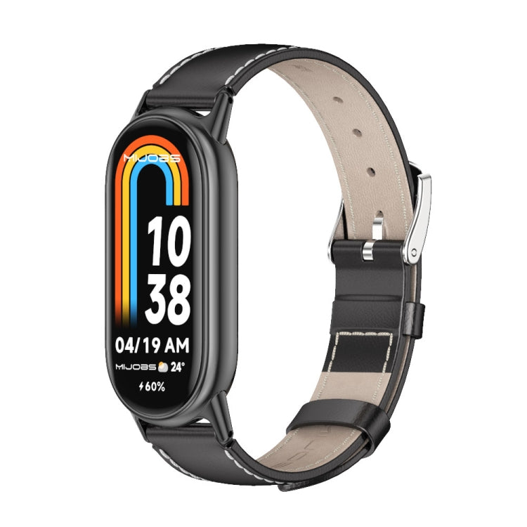 For Xiaomi Smart Band 10 / 9 / 8 Mijobs Genuine Leather Watch Band(Black) - Watch Bands by MIJOBS | Online Shopping UK | buy2fix