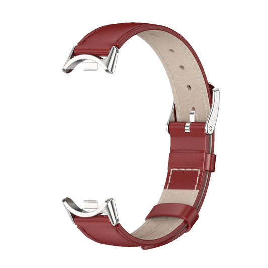 For Xiaomi Smart Band 10 / 9 / 8 Mijobs Genuine Leather Watch Band(Red Silver) by MIJOBS