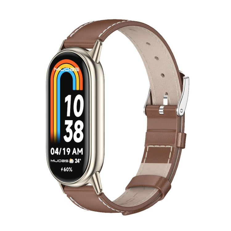 For Xiaomi Smart Band 10 / 9 / 8 Mijobs Genuine Leather Watch Band(Brown Light Gold) - Watch Bands by MIJOBS | Online Shopping UK | buy2fix