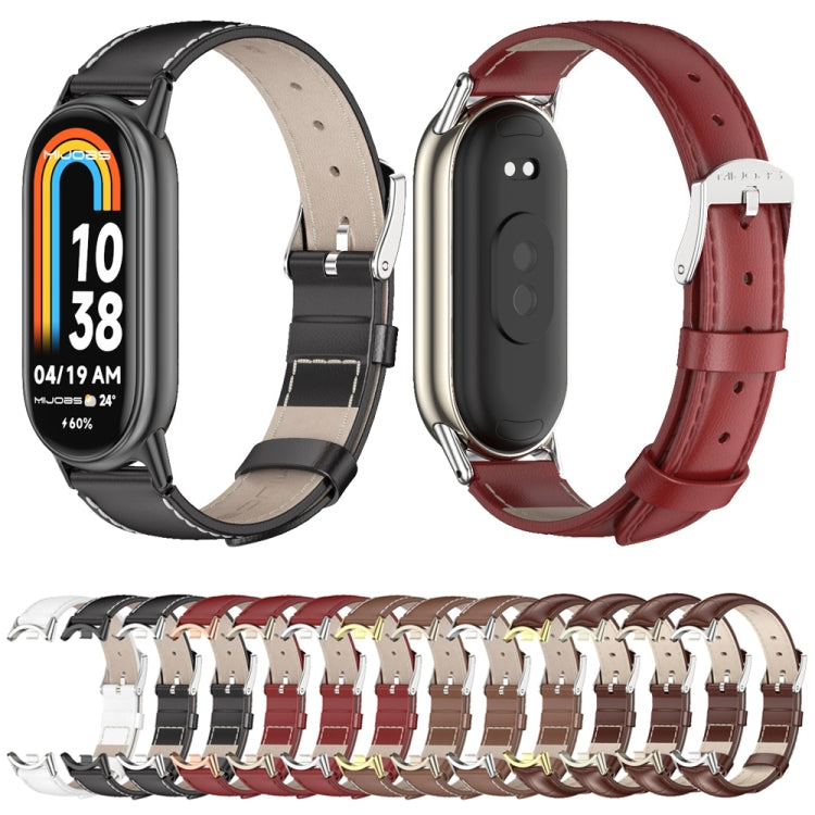 For Xiaomi Smart Band 10 / 9 / 8 Mijobs Genuine Leather Watch Band(Black) - Watch Bands by MIJOBS | Online Shopping UK | buy2fix