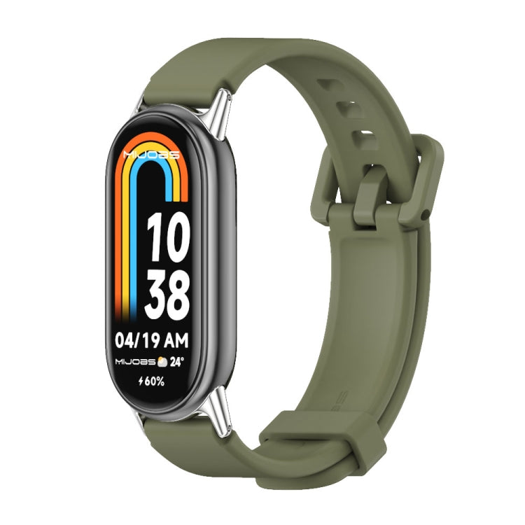 For Xiaomi Smart Band 10 / 9 / 8 Mijobs Silicone Breathable Watch Band(Army Green+Silver) - Watch Bands by MIJOBS | Online Shopping UK | buy2fix