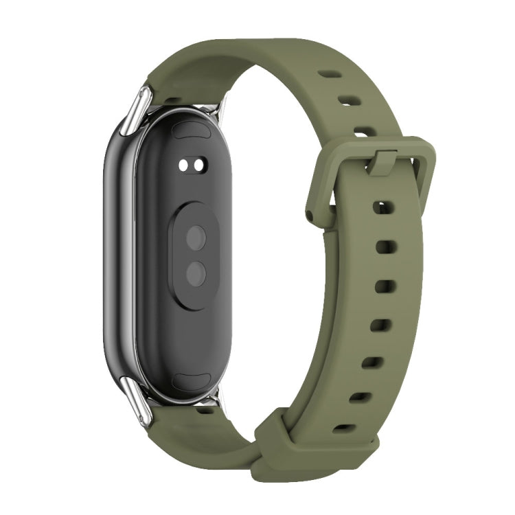 For Xiaomi Smart Band 10 / 9 / 8 Mijobs Silicone Breathable Watch Band(Army Green+Silver) - Watch Bands by MIJOBS | Online Shopping UK | buy2fix
