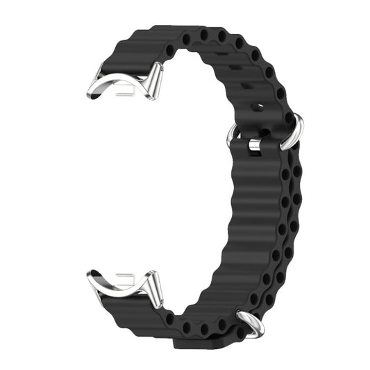 For Xiaomi Smart Band 10 / 9 / 8 Mijobs Marine Silicone Breathable Watch Band(Black Silver) by MIJOBS