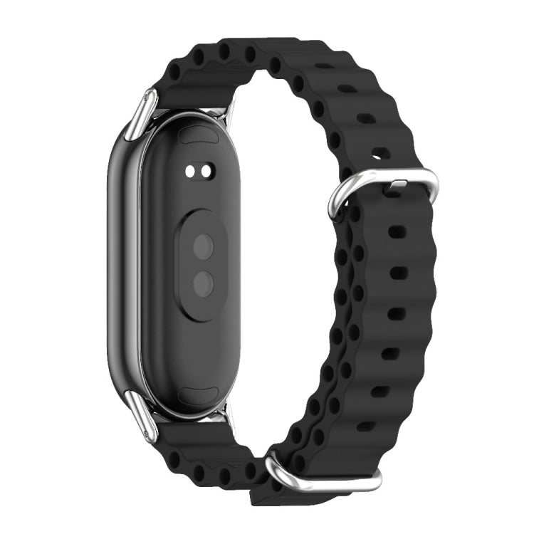 For Xiaomi Smart Band 10 / 9 / 8 Mijobs Marine Silicone Breathable Watch Band(Black Silver) - Watch Bands by MIJOBS | Online Shopping UK | buy2fix