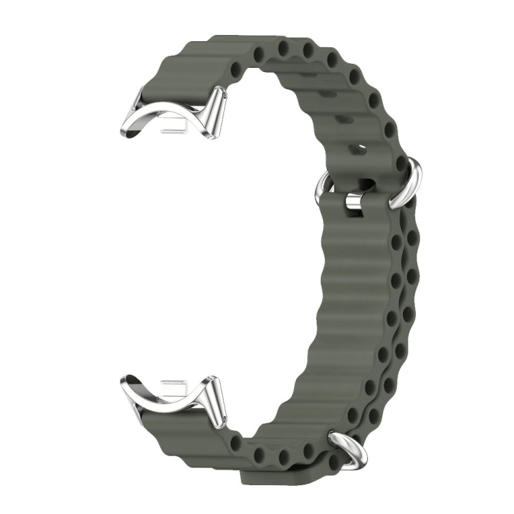 For Xiaomi Smart Band 10 / 9 / 8 Mijobs Marine Silicone Breathable Watch Band(Khaki Green Silver) - Watch Bands by MIJOBS | Online Shopping UK | buy2fix