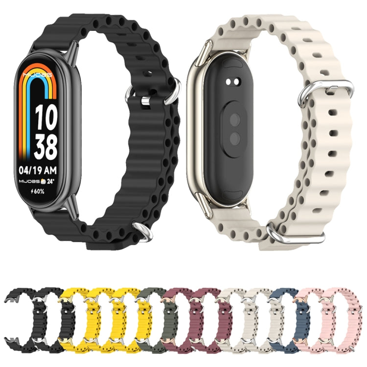 For Xiaomi Smart Band 10 / 9 / 8 Mijobs Marine Silicone Breathable Watch Band(Black Silver) by MIJOBS