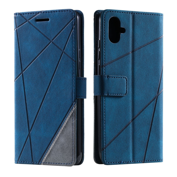 For Samsung Galaxy A04e /F04 Skin Feel Splicing Leather Phone Case(Blue) - Galaxy Phone Cases by buy2fix | Online Shopping UK | buy2fix
