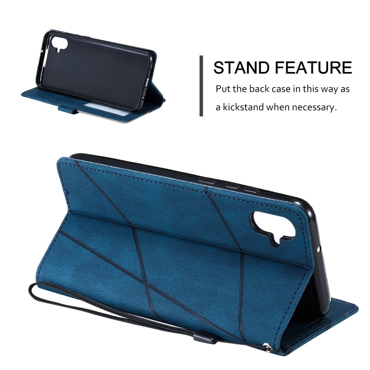 For Samsung Galaxy A04e /F04 Skin Feel Splicing Leather Phone Case(Blue) - Galaxy Phone Cases by buy2fix | Online Shopping UK | buy2fix