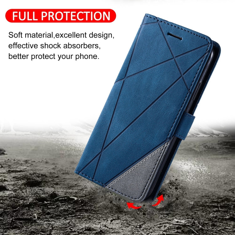 For Samsung Galaxy A04e /F04 Skin Feel Splicing Leather Phone Case(Blue) - Galaxy Phone Cases by buy2fix | Online Shopping UK | buy2fix