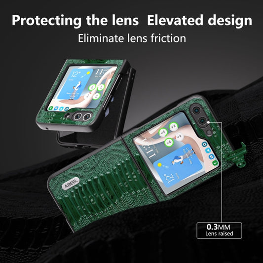 For Samsung Galaxy Z Flip5 ABEEL Genuine Leather Weilai Series Phone Case(Green) by buy2fix