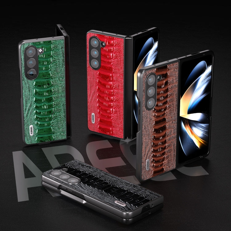 For Samsung Galaxy Z Fold5 ABEEL Genuine Leather Weilai Series Phone Case(Black) by buy2fix