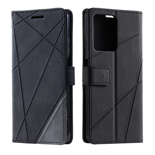 For Redmi Note 12 5G Skin Feel Splicing Leather Phone Case(Black) by buy2fix
