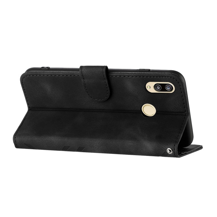 For Huawei Y6 2019 Line Pattern Skin Feel Leather Phone Case(Black) - Huawei Cases by buy2fix | Online Shopping UK | buy2fix