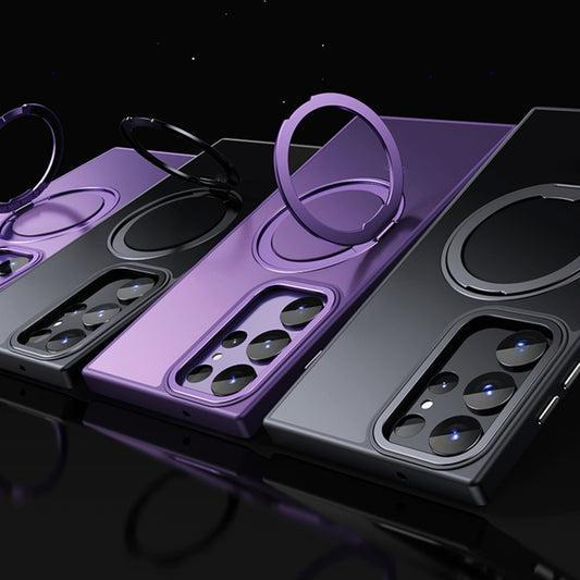 For Samsung Galaxy S23 Ultra 5G 360 Rotating MagSafe Magnetic Skin Feel Phone Case(Silver) by buy2fix