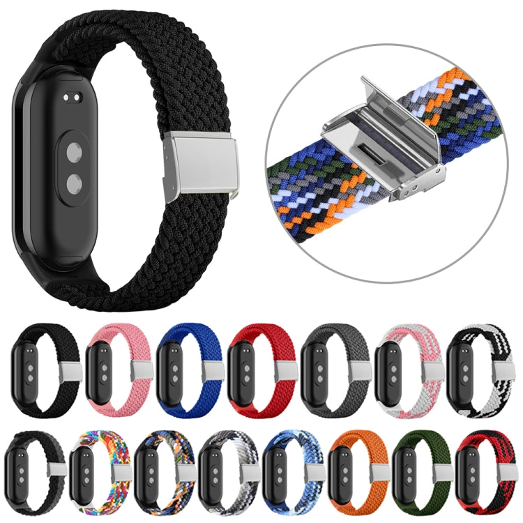 For Xiaomi Mi Band 8 Adjustable Nylon Braided Steel Buckle Watch Band(Rainbow) by buy2fix