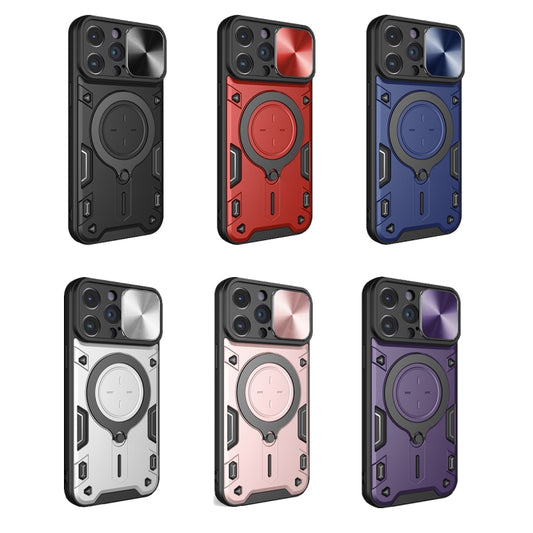 For iPhone 14 Pro Max CD Texture Sliding Camshield Magnetic Holder Phone Case(Purple) by buy2fix