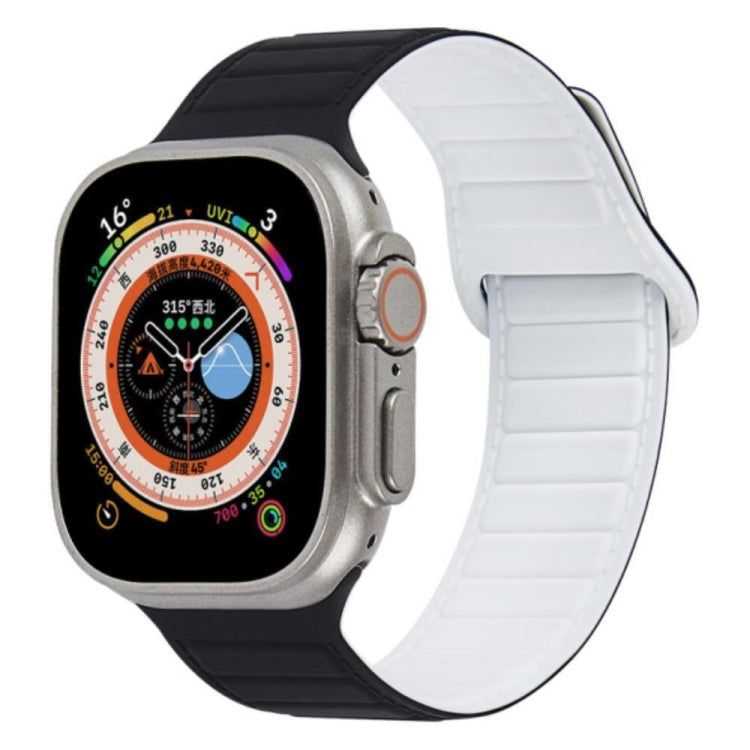 For Apple Watch 3 38mm Loop Magnetic Silicone Watch Band(Black White) - Watch Bands by buy2fix | Online Shopping UK | buy2fix