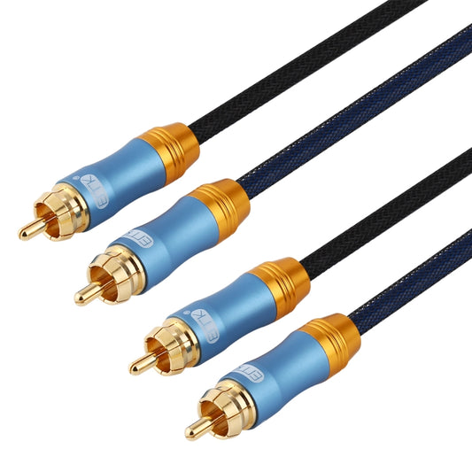EMK 2 x RCA Male to 2 x RCA Male Gold Plated Connector Nylon Braid Coaxial Audio Cable for TV / Amplifier / Home Theater / DVD, Cable Length:1m(Dark Blue) by EMK