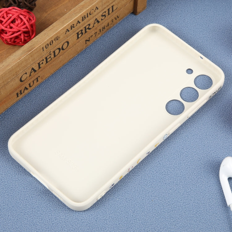 For Samsung Galaxy S21 Ultra 5G Astronaut Pattern Silicone Straight Edge Phone Case(Planet Landing-White) - Galaxy S21 Ultra 5G Cases by buy2fix | Online Shopping UK | buy2fix