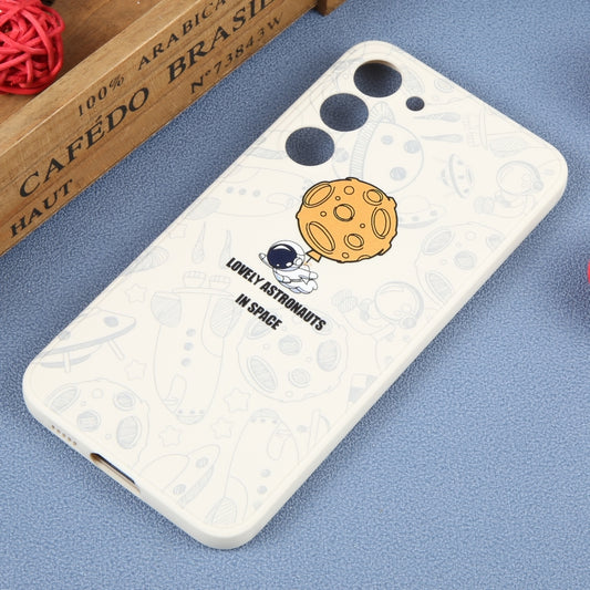 For Samsung Galaxy S10 Astronaut Pattern Silicone Straight Edge Phone Case(Lovely Astronaut-White) by buy2fix