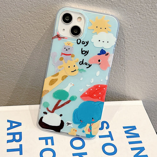 For iPhone 14 Pro IMD Cute Animal Pattern Phone Case(Giraffe) by buy2fix