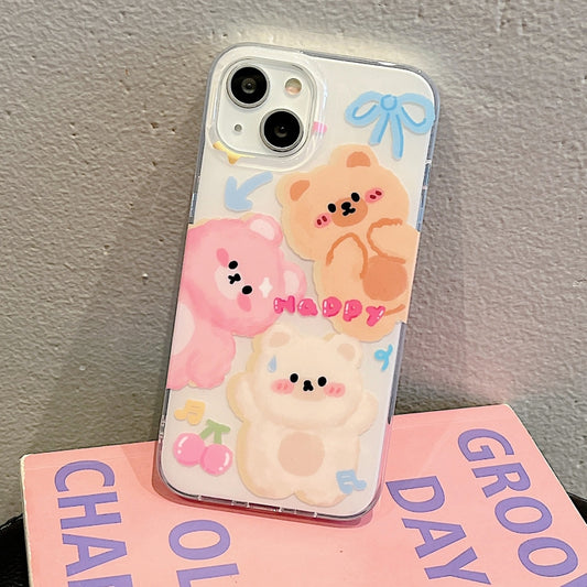 For iPhone 14 Pro IMD Cute Animal Pattern Phone Case(Bear) by buy2fix