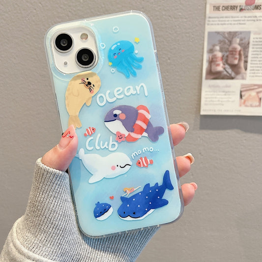 For iPhone 14 IMD Cute Animal Pattern Phone Case(Seal) by buy2fix