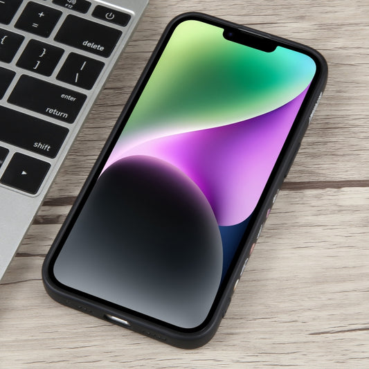 For iPhone 14 Plus Milk Tea Astronaut Pattern Liquid Silicone Phone Case(Ivory Black) by buy2fix