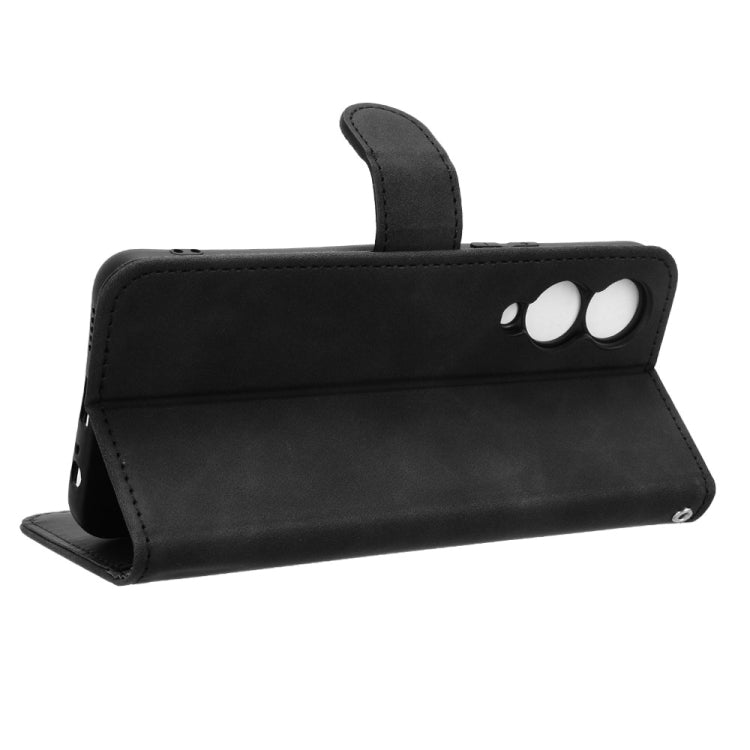 For vivo Y17s 4G Skin Feel Magnetic Flip Leather Phone Case(Black) - vivo Cases by buy2fix | Online Shopping UK | buy2fix
