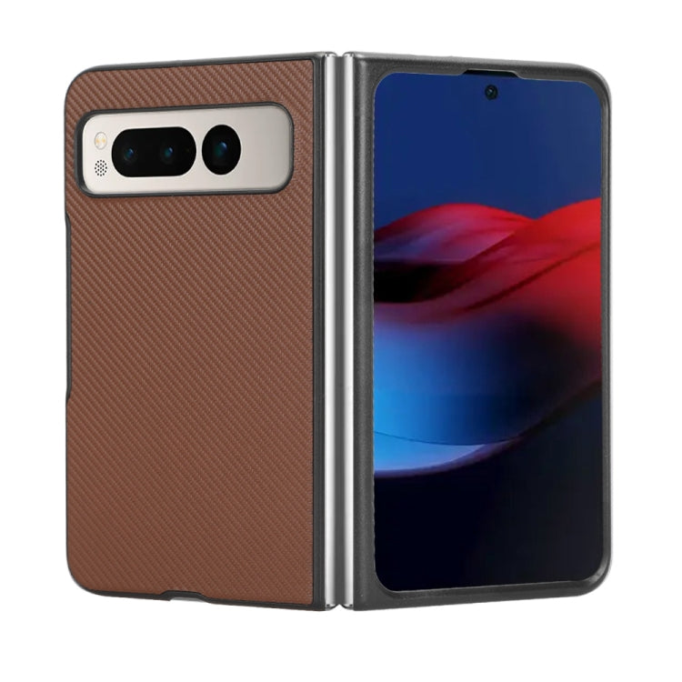 For Google Pixel Fold PU Leather PC Phone Case(Brown) - Google Cases by buy2fix | Online Shopping UK | buy2fix