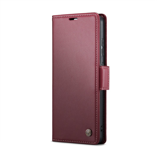 For Samsung Galaxy A52/A52s 5G CaseMe 023 Butterfly Buckle Litchi Texture RFID Anti-theft Leather Phone Case(Wine Red) by CaseMe