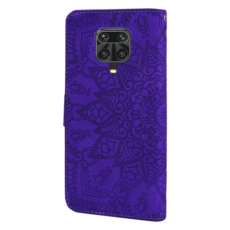 For Xiaomi Redmi Note 9 Pro Max Embossed Sunflower Pattern Horizontal Flip PU Leather Case with Holder & Card Slots & Wallet & Lanyard(Purple) - Huawei Cases by buy2fix | Online Shopping UK | buy2fix
