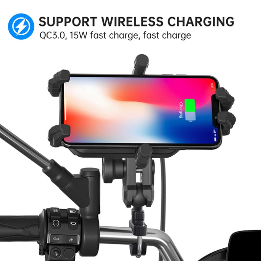 WUPP CS-1848B2 15W Motorcycle Wireless Fast Charging Phone Navigation Holder, Style:Handlebars by WUPP