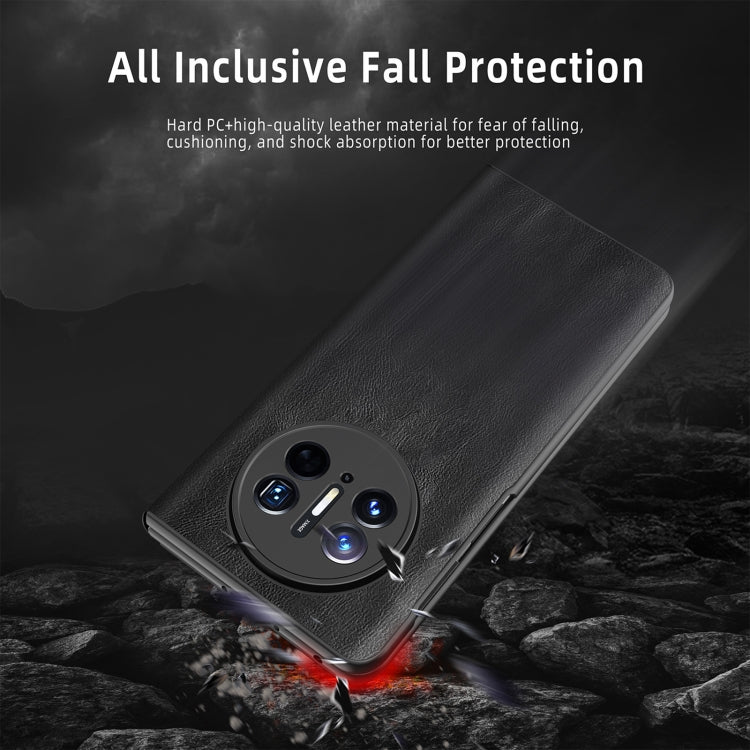 For Huawei Mate X3 Retro Magnetic Side Window View Leather Smart Phone Case(Silver) - Huawei Cases by buy2fix | Online Shopping UK | buy2fix