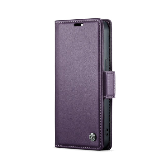 For iPhone 14 Plus CaseMe 023 Butterfly Buckle Litchi Texture RFID Anti-theft Leather Phone Case(Pearly Purple) by CaseMe