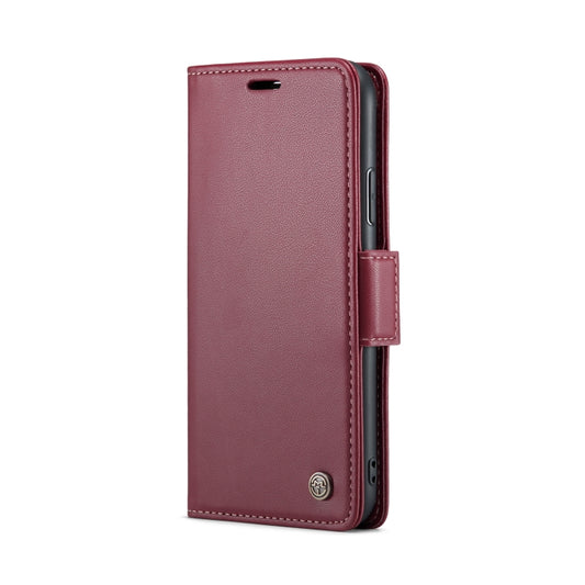 For iPhone XR CaseMe 023 Butterfly Buckle Litchi Texture RFID Anti-theft Leather Phone Case(Wine Red) by CaseMe