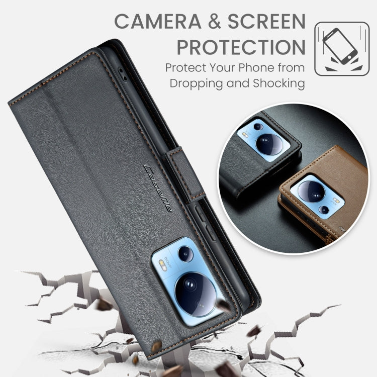 For Xiaomi 13 Lite CaseMe 023 Butterfly Buckle Litchi Texture RFID Anti-theft Leather Phone Case(Black) by CaseMe