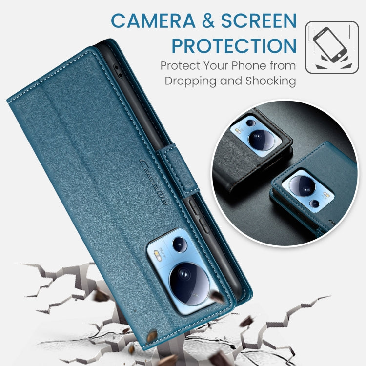 For Xiaomi 13 Lite CaseMe 023 Butterfly Buckle Litchi Texture RFID Anti-theft Leather Phone Case(Blue) by CaseMe