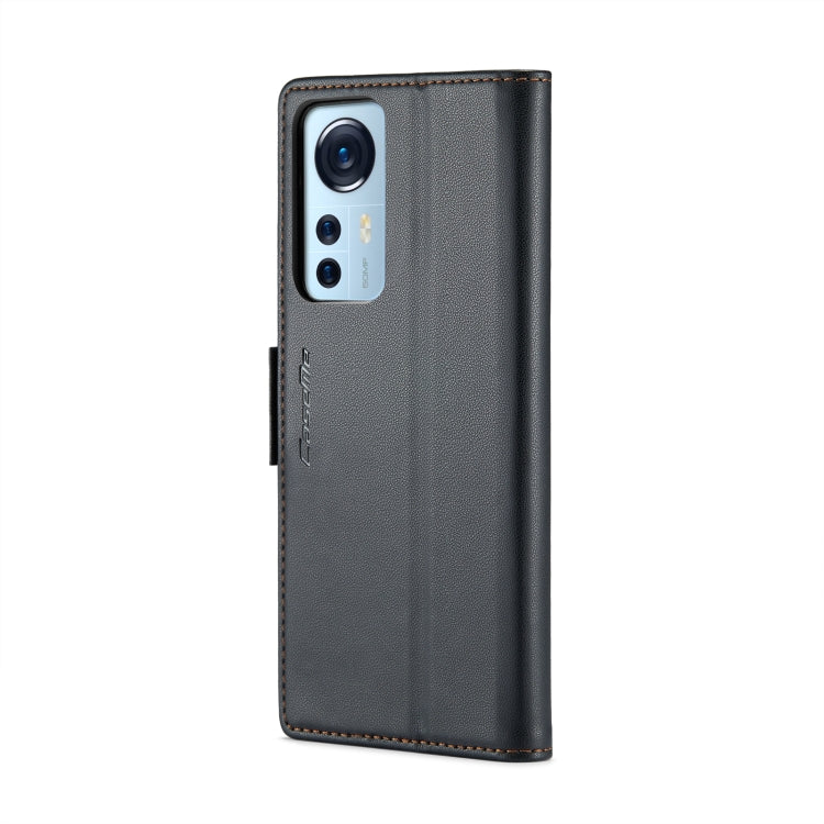For Xiaomi 12 / 12X / 12S CaseMe 023 Butterfly Buckle Litchi Texture RFID Anti-theft Leather Phone Case(Black) - Xiaomi Cases by CaseMe | Online Shopping UK | buy2fix