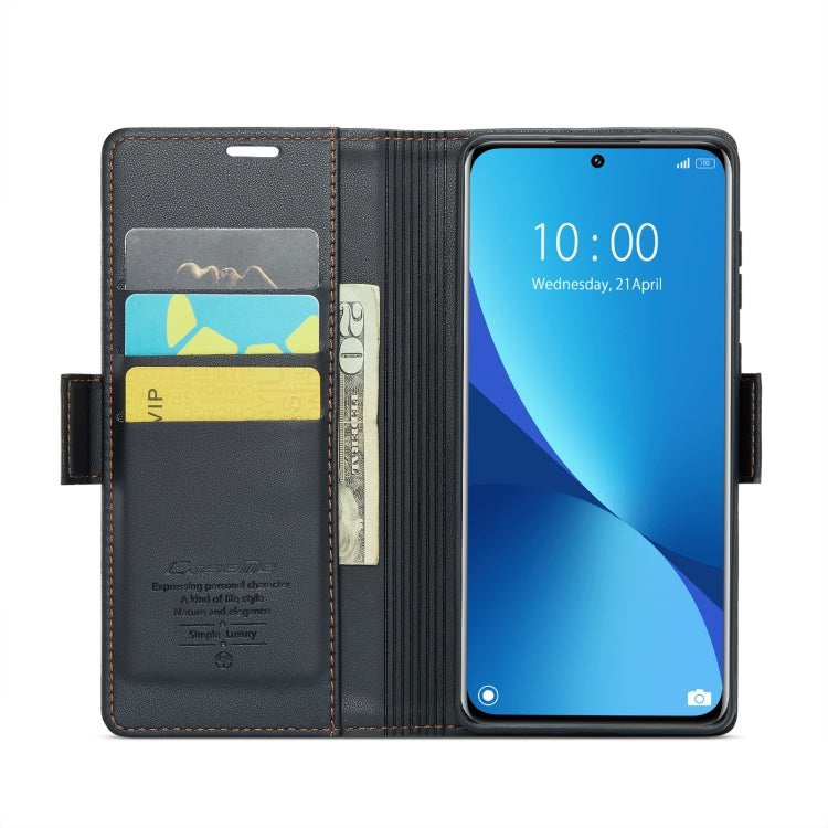 For Xiaomi 12 / 12X / 12S CaseMe 023 Butterfly Buckle Litchi Texture RFID Anti-theft Leather Phone Case(Black) - Xiaomi Cases by CaseMe | Online Shopping UK | buy2fix
