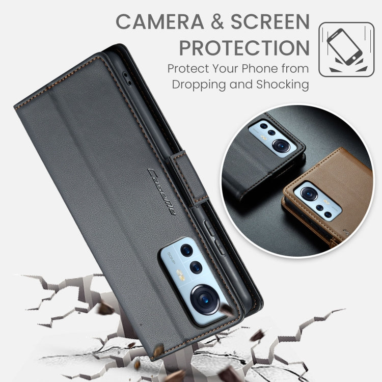 For Xiaomi 12 / 12X / 12S CaseMe 023 Butterfly Buckle Litchi Texture RFID Anti-theft Leather Phone Case(Black) - Xiaomi Cases by CaseMe | Online Shopping UK | buy2fix