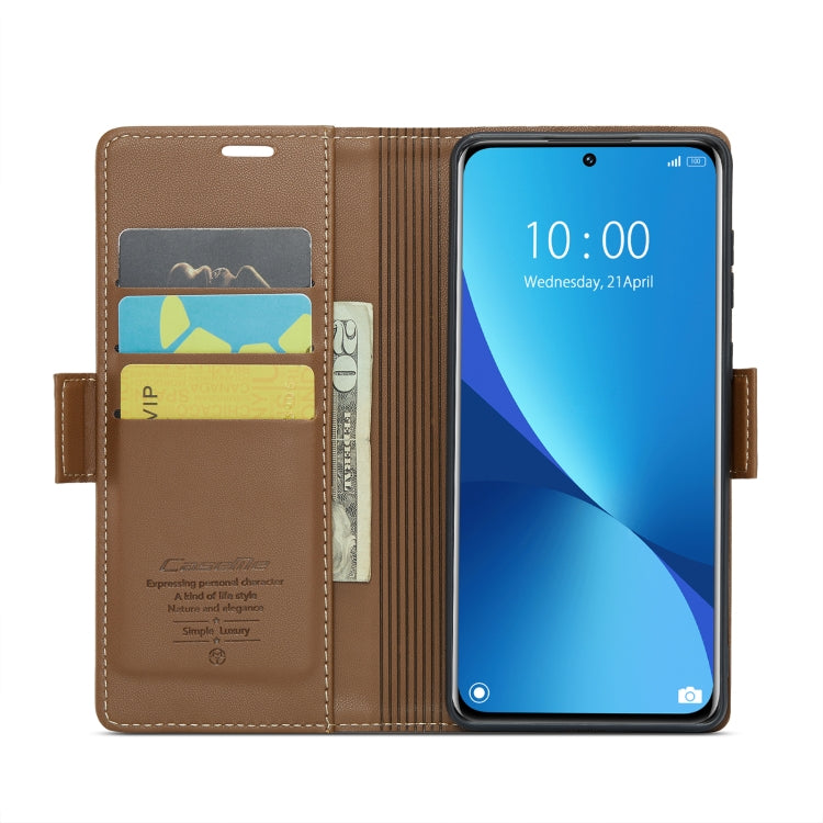 For Xiaomi 12 / 12X / 12S CaseMe 023 Butterfly Buckle Litchi Texture RFID Anti-theft Leather Phone Case(Brown) - Xiaomi Cases by CaseMe | Online Shopping UK | buy2fix