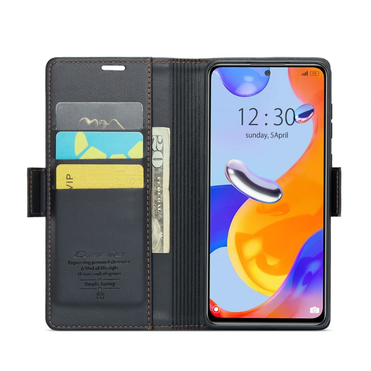 For Xiaomi Redmi Note 11 Pro 5G Global CaseMe 023 Butterfly Buckle Litchi Texture RFID Anti-theft Leather Phone Case(Black) - Xiaomi Cases by CaseMe | Online Shopping UK | buy2fix