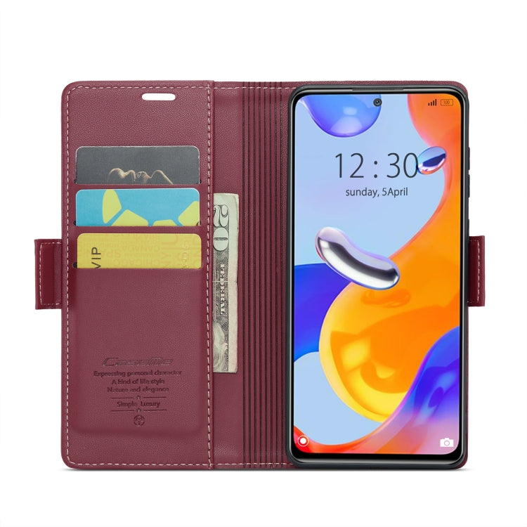For Xiaomi Redmi Note 11 Pro 5G Global CaseMe 023 Butterfly Buckle Litchi Texture RFID Anti-theft Leather Phone Case(Wine Red) - Xiaomi Cases by CaseMe | Online Shopping UK | buy2fix