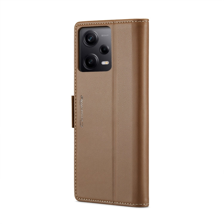 For Xiaomi Poco X5 Pro 5G CaseMe 023 Butterfly Buckle Litchi Texture RFID Anti-theft Leather Phone Case(Brown) - Xiaomi Cases by CaseMe | Online Shopping UK | buy2fix