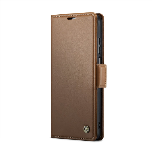 For Xiaomi Redmi Note 9S/Note 9 Pro/Note 9 Pro Max CaseMe 023 Butterfly Buckle Litchi Texture RFID Anti-theft Leather Phone Case(Brown) by CaseMe