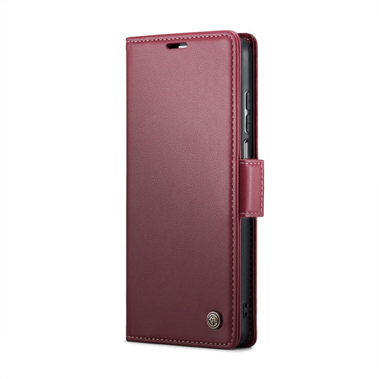 For Xiaomi Redmi Note 9S/Note 9 Pro/Note 9 Pro Max CaseMe 023 Butterfly Buckle Litchi Texture RFID Anti-theft Leather Phone Case(Wine Red) by CaseMe