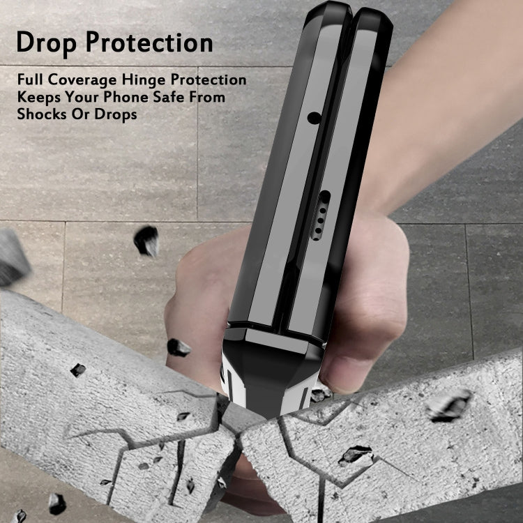 For Google Pixel Fold Twill Texture Integrated Shockproof Phone Case with Holder(Blue) by buy2fix