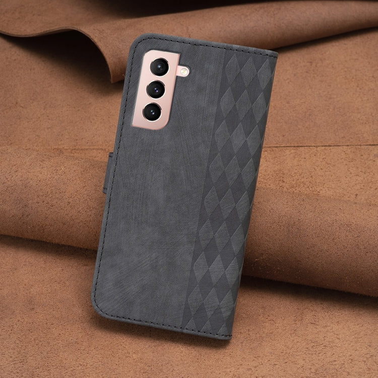 For Samsung Galaxy S21+ 5G Plaid Embossed Leather Phone Case(Black) - Galaxy S21+ 5G Cases by buy2fix | Online Shopping UK | buy2fix